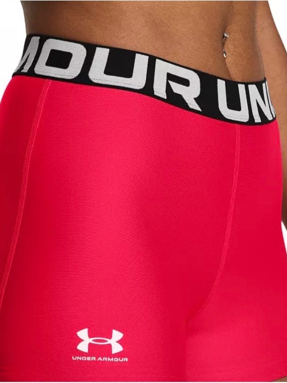 Under Armour Women’s Red Logo Waistband Bike Shorts - Picture 4 of 6
